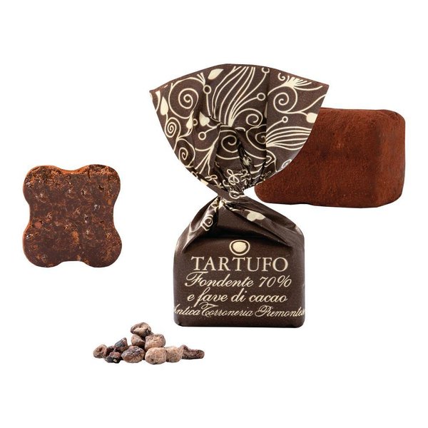 Tartufo dolce al cioccolato fondente 70% e fave di cacao